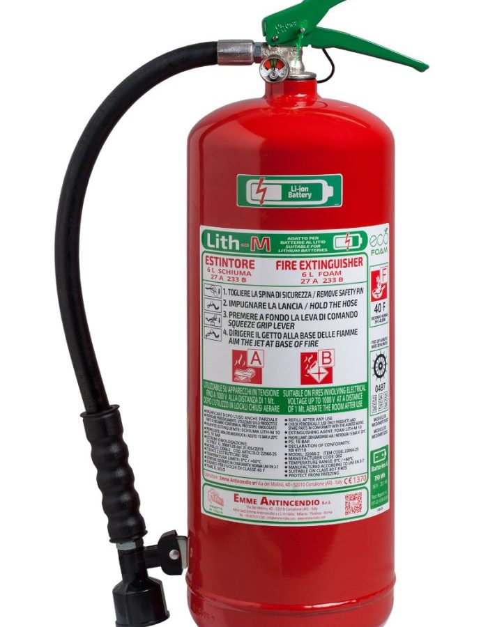 Estintore a schiuma Lt.6 27A 233B per batterie al Litio