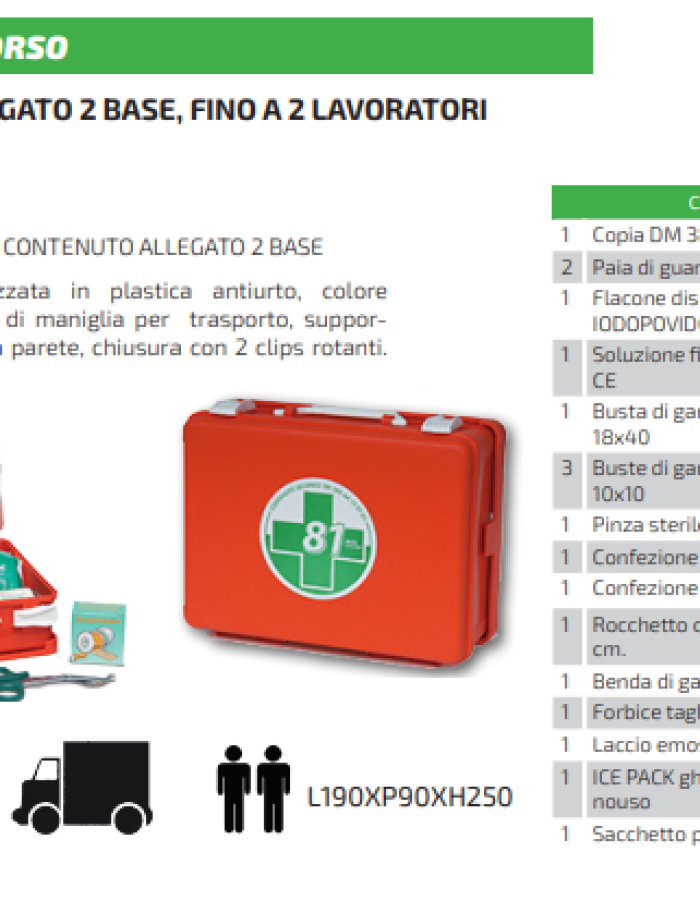 Pacco di reintegro cassetta medica fino a n.2 unità
