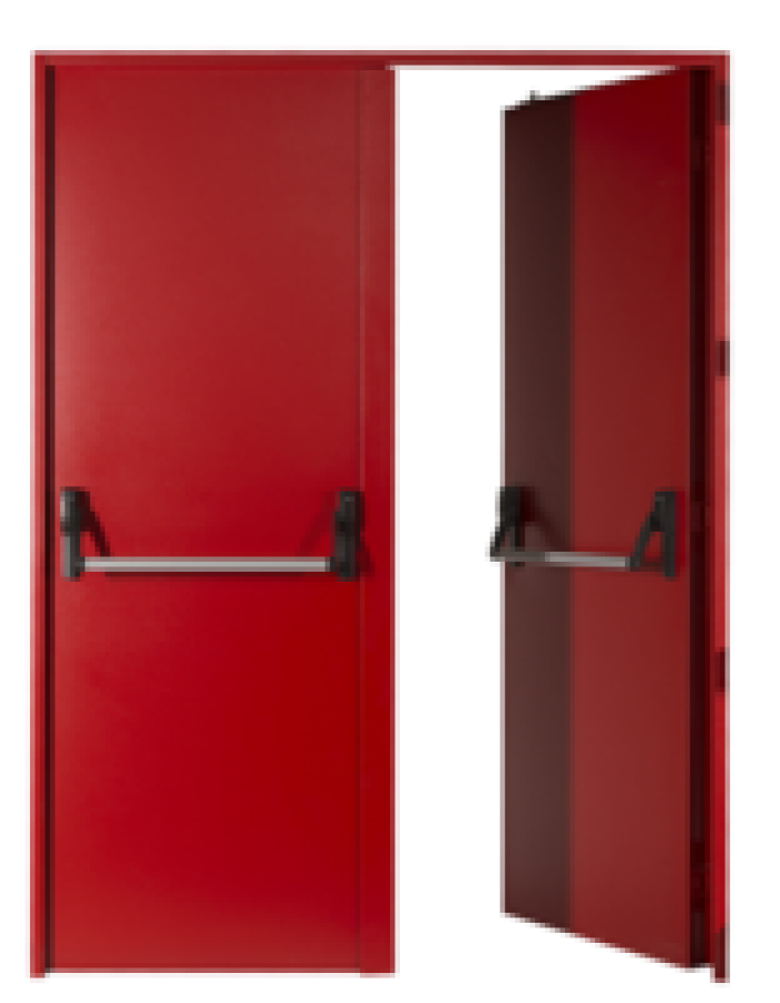 Porta metallica REI 120 a 2 ante asimm. ns standard 1320 (920+400) barre argento
